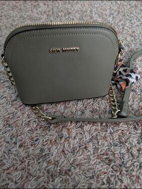 Steve Madden Olive Green Crossbody with Gold Chain and Scarf Accent